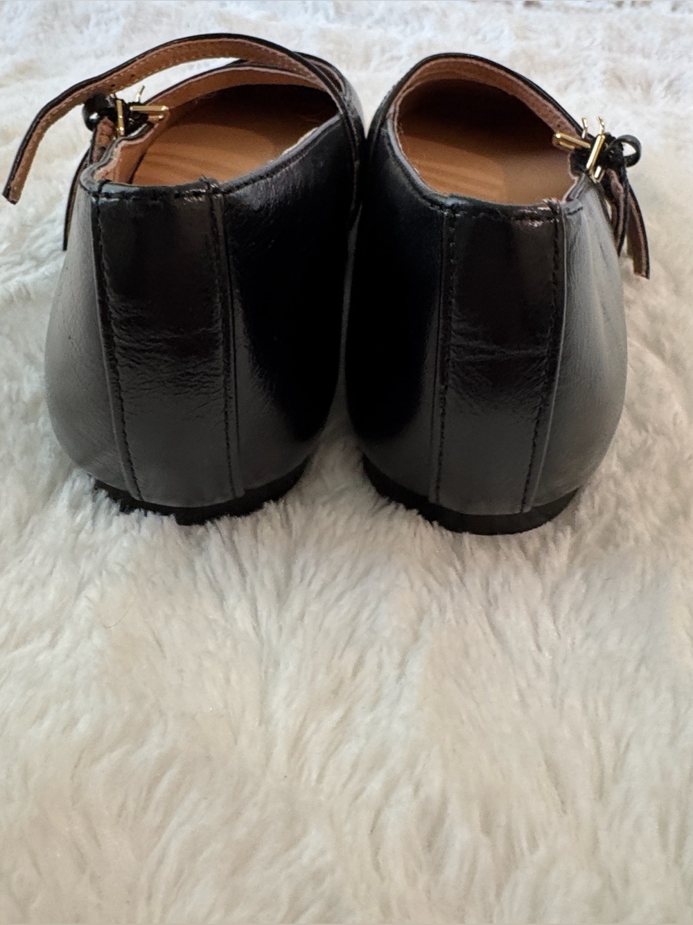 New! Madewell The Greta Double-Strap Ballet Flat in Leather True Black 7 - Picture 5 of 10